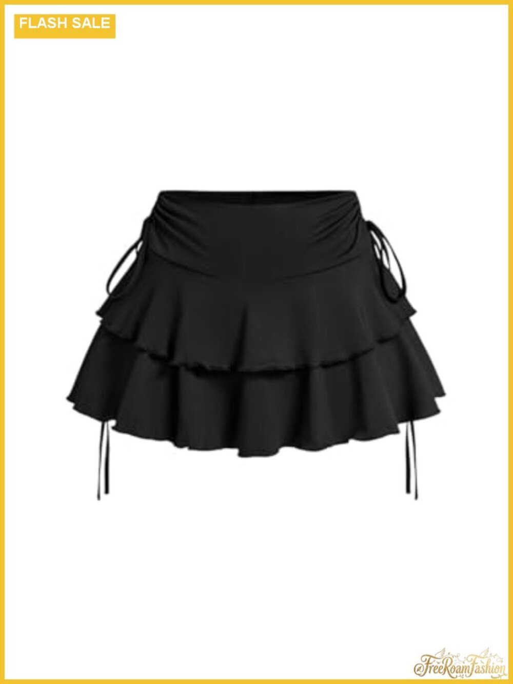 Y2K Ruffle Mini Skirt Bow Side Flowy A Line Cute Short Skort Casual